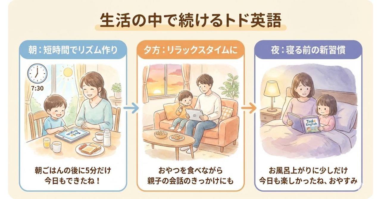 トド英語を生活の隙間で続けるイメージ図