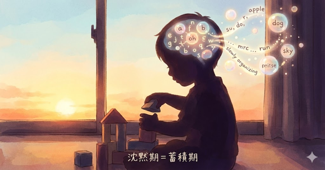 おうち英語の沈黙期に子どもの脳内で言語が整理されていることを表したイメージ