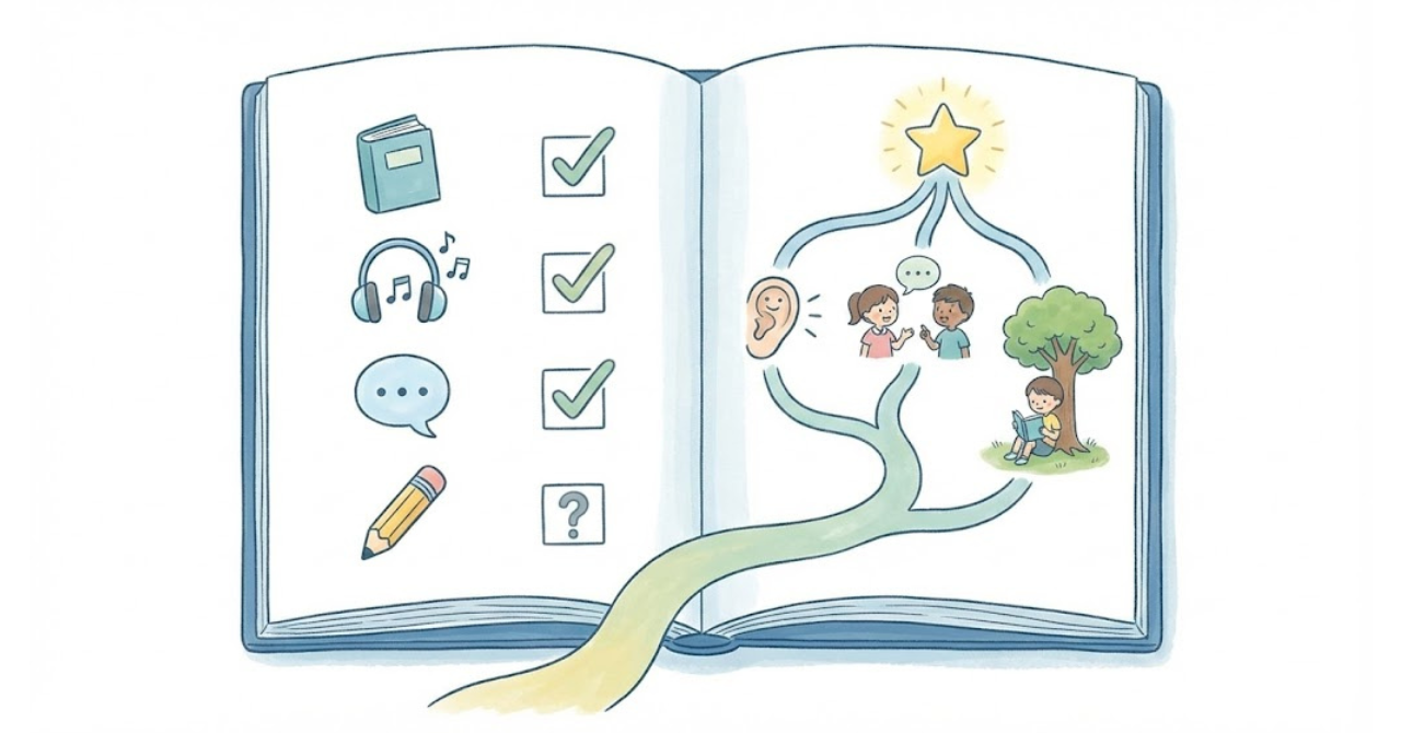 おうち英語の伸び悩みをチェックするセルフ診断のイメージ