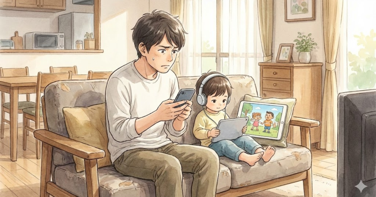 おうち英語を続けているが成果が見えず不安になる親のイメージ