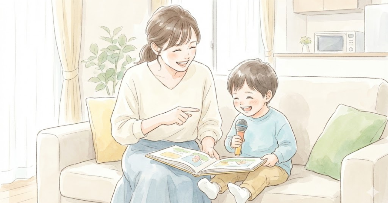おうち英語を前向きに楽しむ親子のイメージ