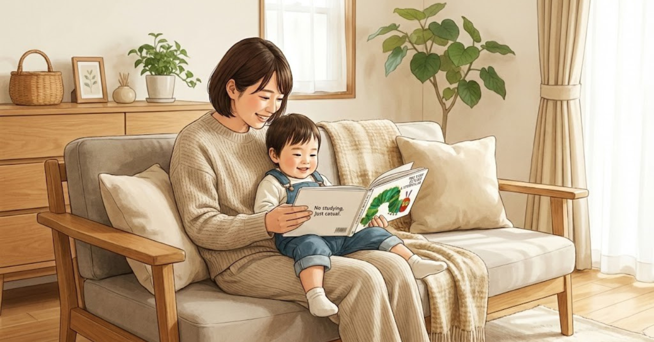 おうち英語で伸びた子の共通点は才能ではなく家庭環境にあることを表した親子のイメージ