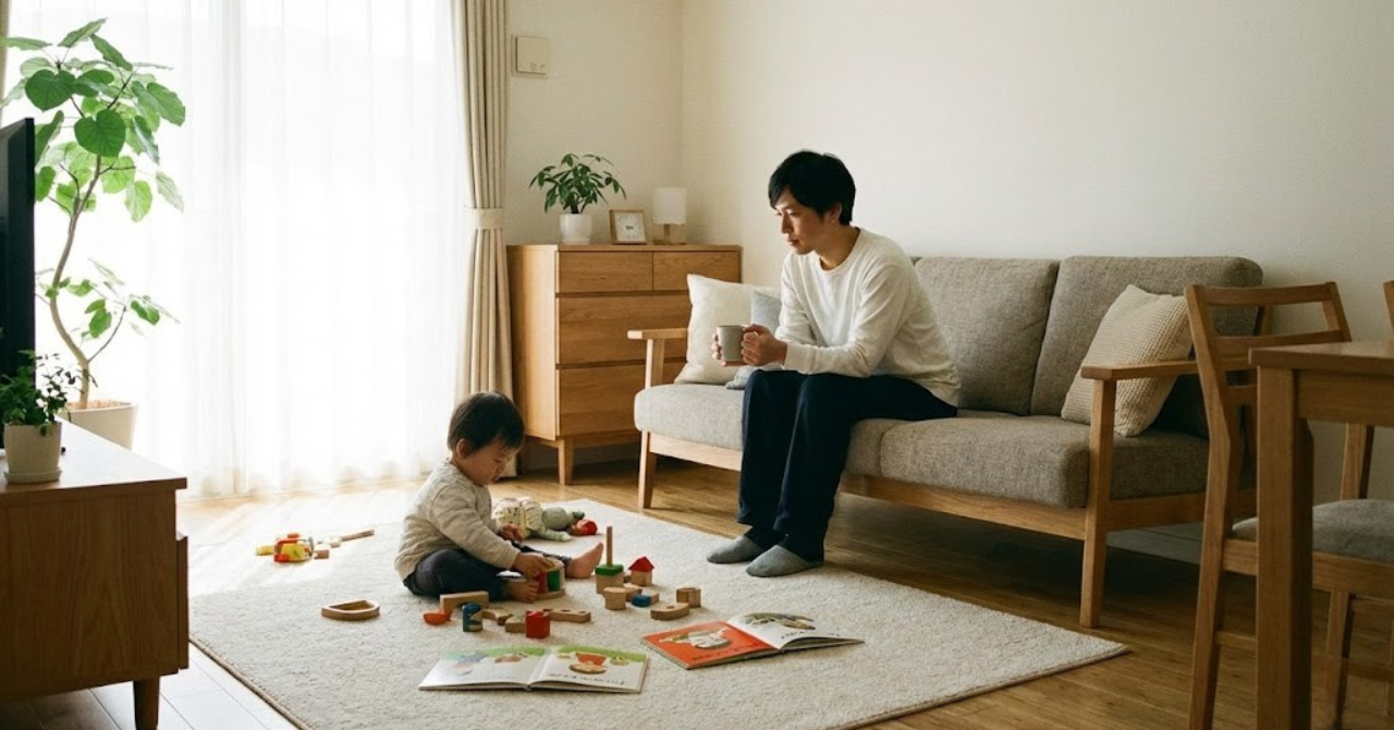 おうち英語のやり方に迷い、立ち止まって考える保護者のイメージ